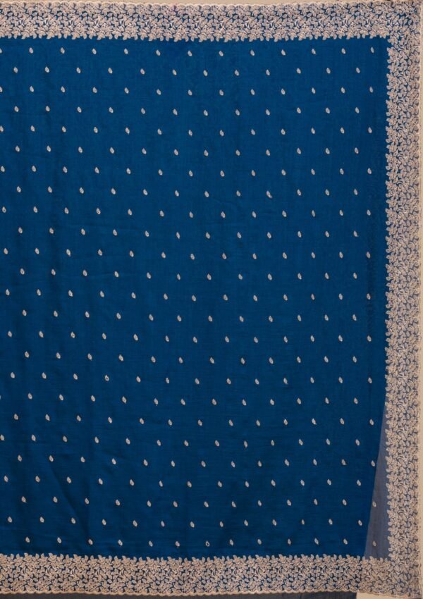Elegant Navy Blue Soft Silk Saree with Exquisite Zari Work - Image 9