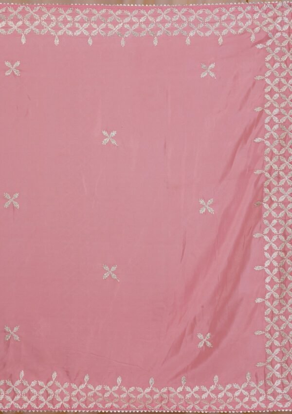Elegant Onion Pink Semi Crepe Saree with Gotapatti Embellishments - Image 8