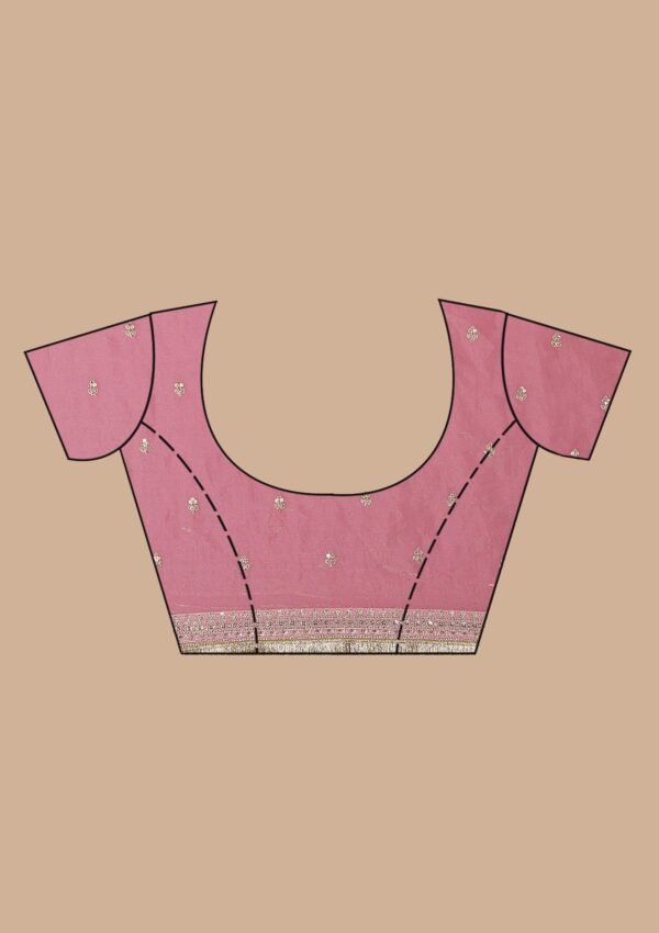 Elegant Pink Tissue Saree with Intricate Onion Threadwork - Image 9