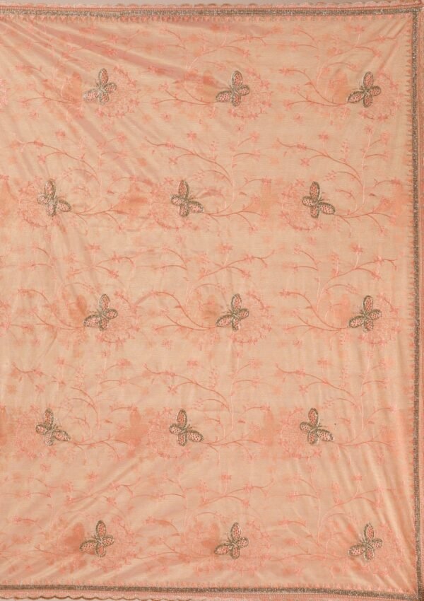Elegant Peach Stonework Tissue Saree for Timeless Grace - Image 9