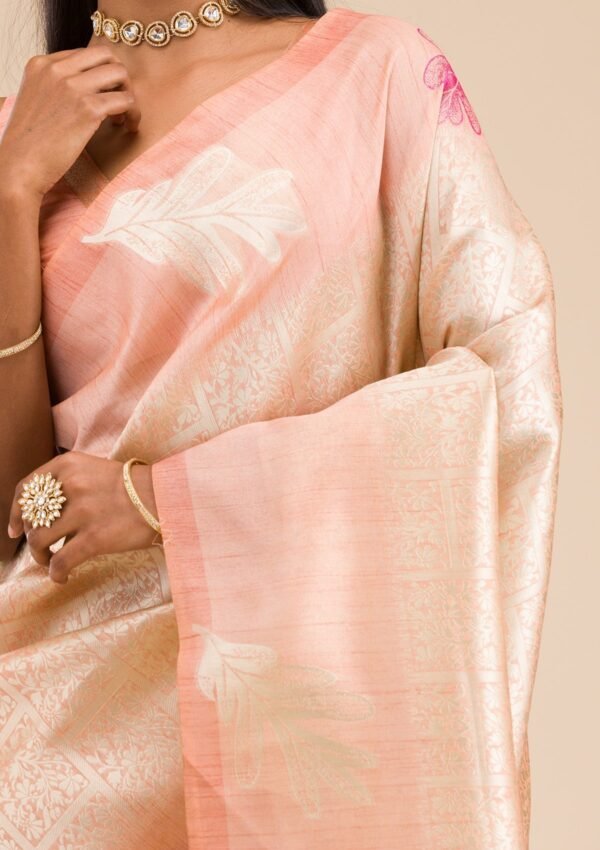 Elegant Peach Zariwork Soft Silk Saree for Timeless Grace - Image 8