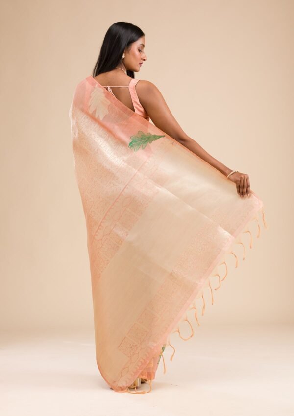 Elegant Peach Zariwork Soft Silk Saree for Timeless Grace - Image 2