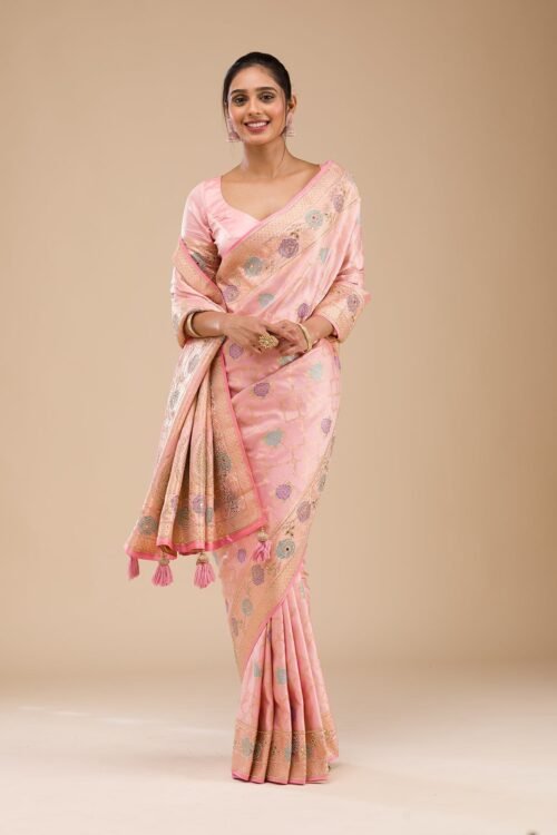 Charming Pink Stonework Soft Silk Saree for Elegant Occasions