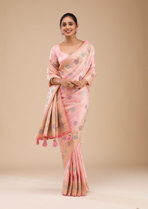 Charming Pink Stonework Soft Silk Saree for Elegant Occasions