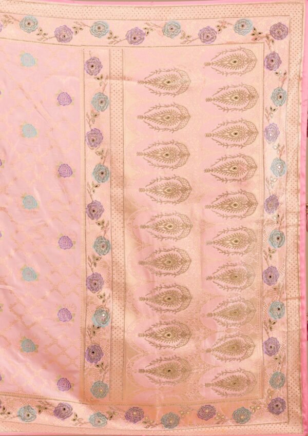 Charming Pink Stonework Soft Silk Saree for Elegant Occasions - Image 9