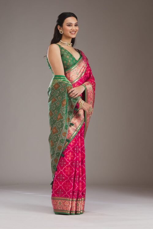 Stunning Pink Threadwork Art Silk Saree for Elegant Occasions