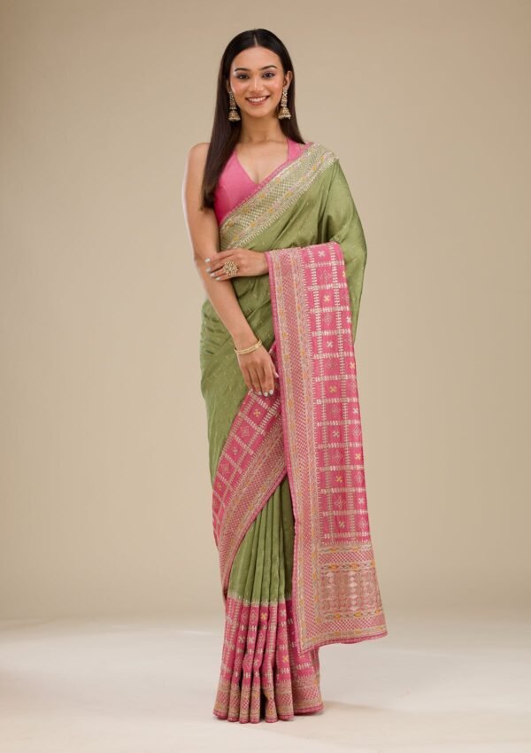 Elegant Pink Zariwork Soft Silk Saree for a Timeless Look - Image 3