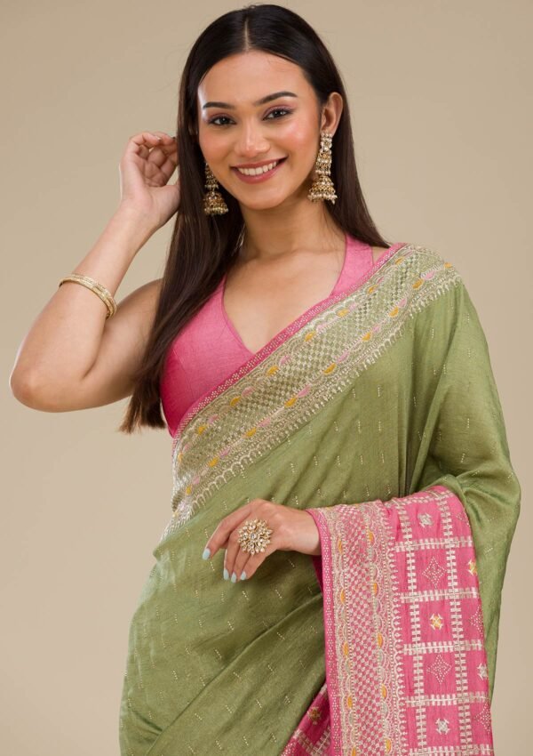 Elegant Pink Zariwork Soft Silk Saree for a Timeless Look - Image 6