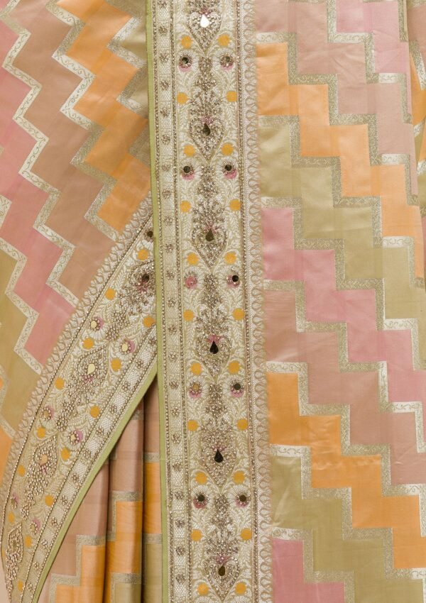 Elegant Pista Green Soft Silk Saree with Intricate Stonework - Image 8