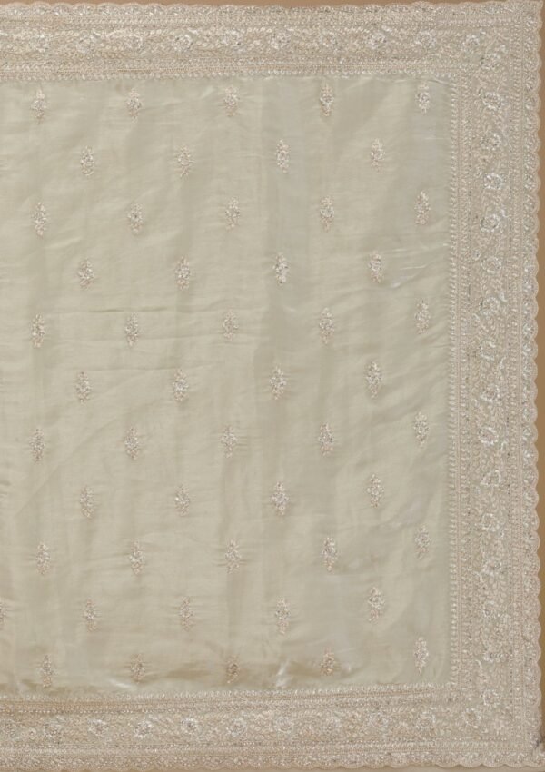 Elegant Pista Green Tissue Saree with Exquisite Zari Work - Image 8