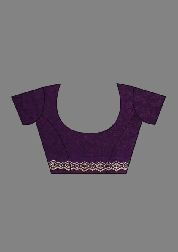 Elegant Purple Semi-Crepe Saree with Stunning Stonework - Image 9
