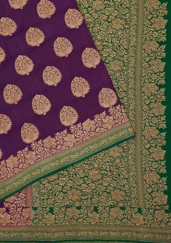 Exquisite Purple Zariwork Pure Silk Saree - Image 3