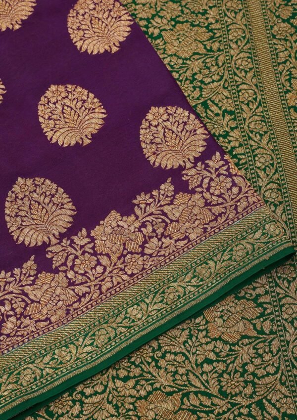 Exquisite Purple Zariwork Pure Silk Saree - Image 4