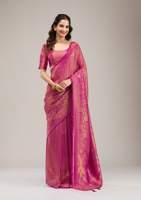 Elegant Purple Soft Silk Saree with Intricate Zari Work - Image 5