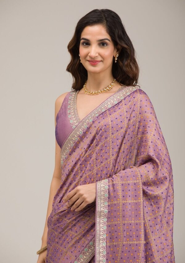 Luxurious Purple Zari Embroidered Soft Silk Saree - Image 7