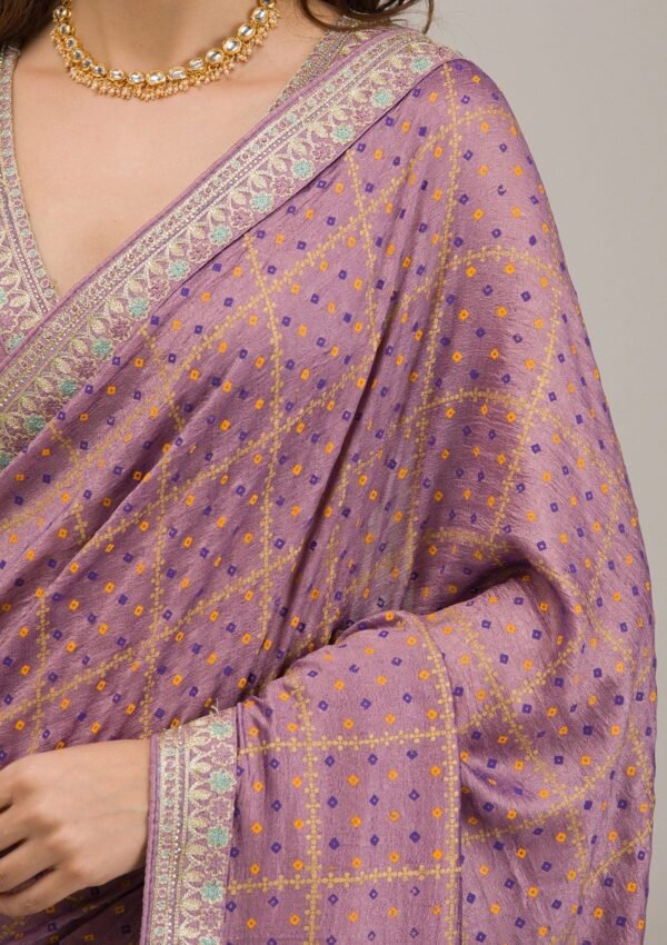 Luxurious Purple Zari Embroidered Soft Silk Saree - Image 8