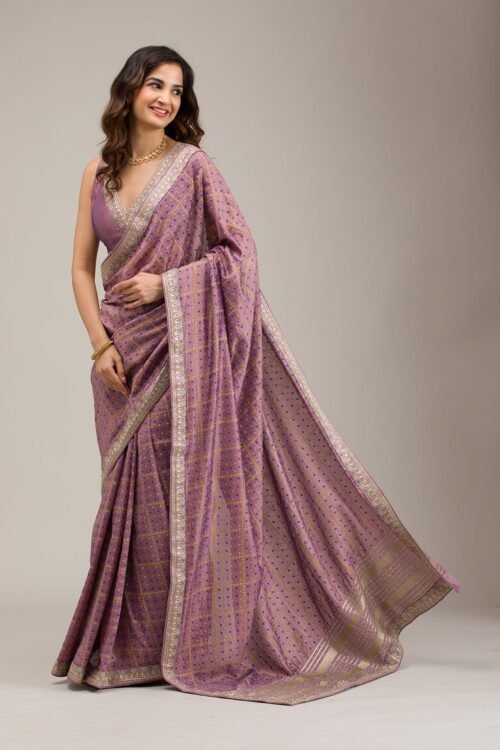 Luxurious Purple Zari Embroidered Soft Silk Saree