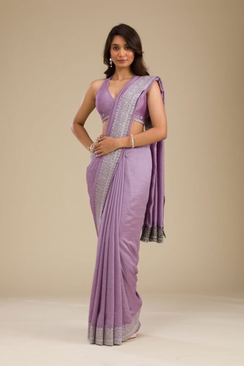 Elegant Purple Zariwork Soft Silk Saree