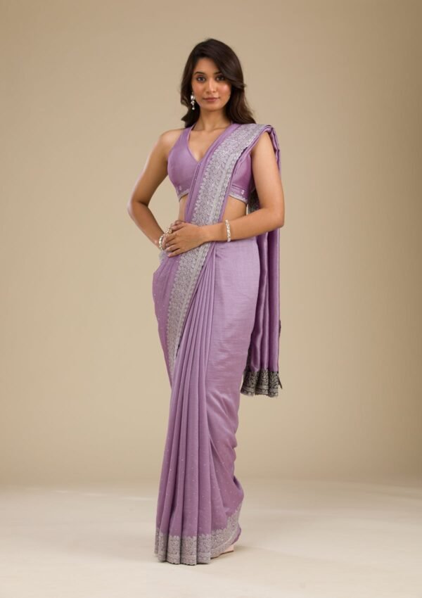 Elegant Purple Zariwork Soft Silk Saree