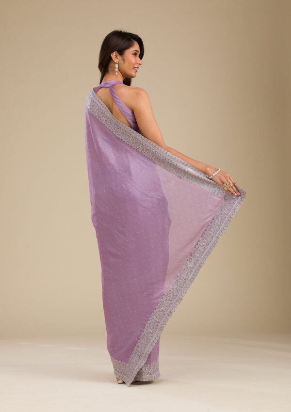 Elegant Purple Zariwork Soft Silk Saree - Image 2
