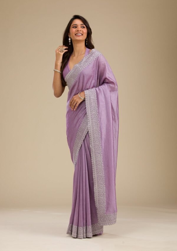 Elegant Purple Zariwork Soft Silk Saree - Image 5