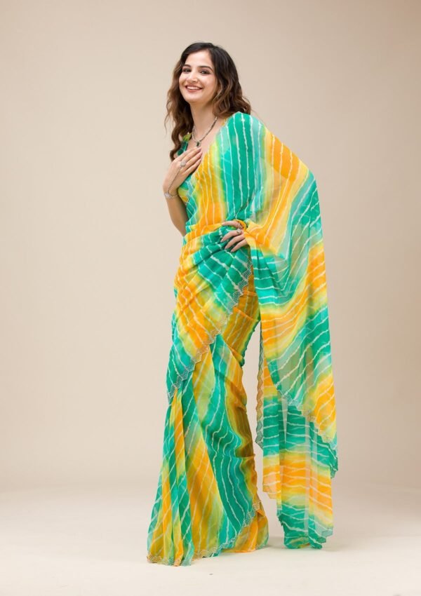 Elegant Green Stonework Georgette Saree by Rama - Image 4