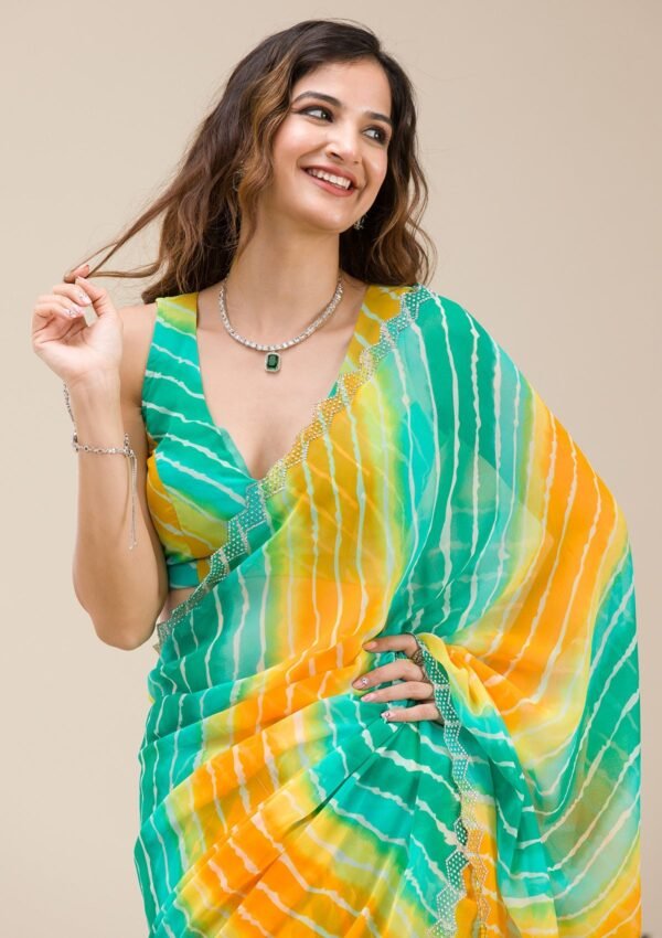 Elegant Green Stonework Georgette Saree by Rama - Image 7