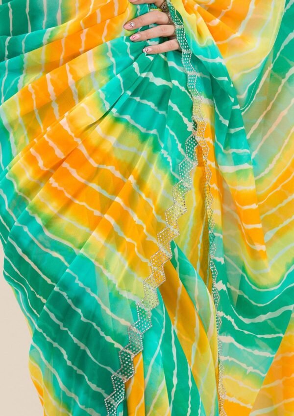 Elegant Green Stonework Georgette Saree by Rama - Image 8