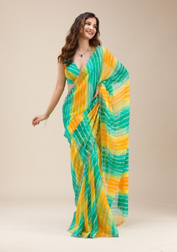 Elegant Green Stonework Georgette Saree by Rama - Image 6