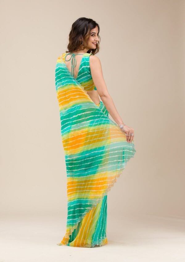 Elegant Green Stonework Georgette Saree by Rama - Image 2