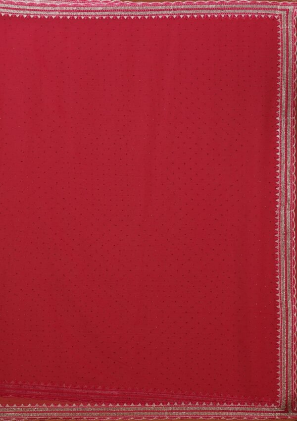 Elegant Rani Pink Chiffon Saree with Exquisite Threadwork - Image 9