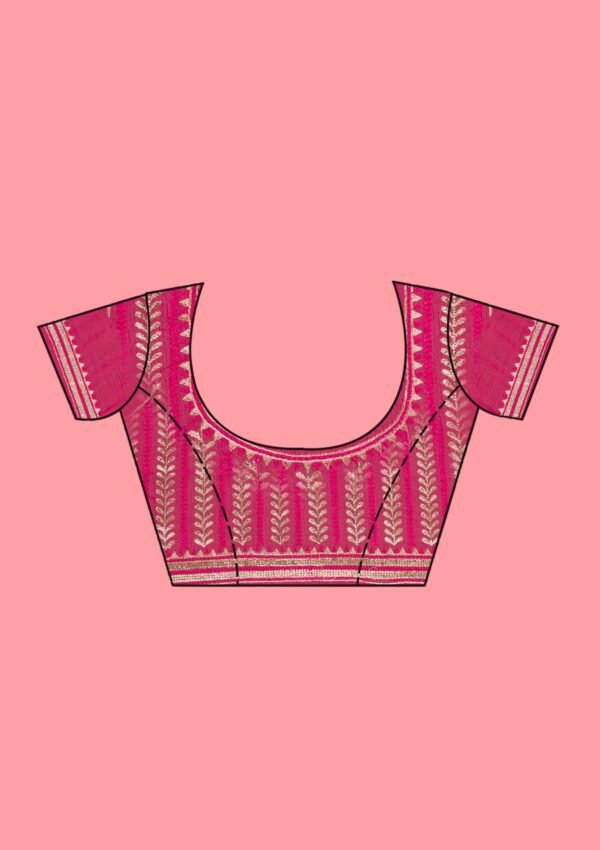 Elegant Rani Pink Chiffon Saree with Exquisite Threadwork - Image 10
