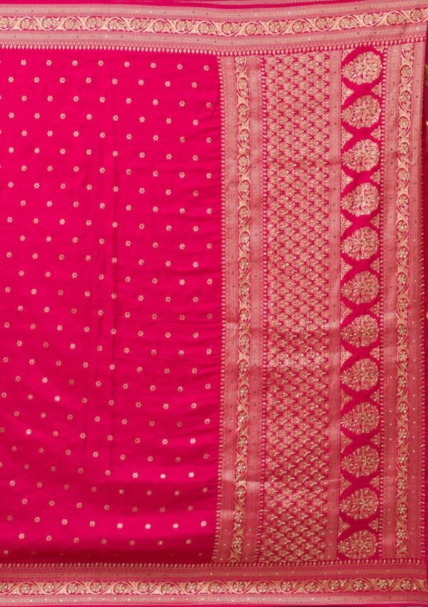 Exquisite Rani Pink Banarasi Silk Saree with Intricate Zariwork - Image 9