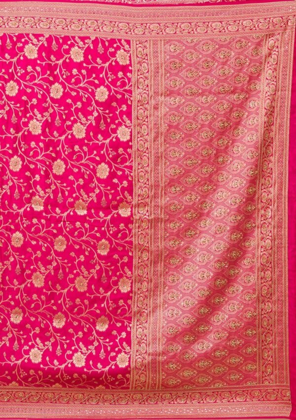 Elegant Rani Pink Banarasi Silk Saree with Exquisite Zari Work - Image 8