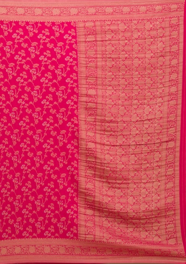 Exquisite Rani Pink Georgette Saree with Elegant Zari Work - Image 8