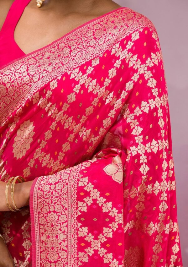 Exquisite Rani Pink Zariwork Georgette Saree for Effortless Elegance - Image 7