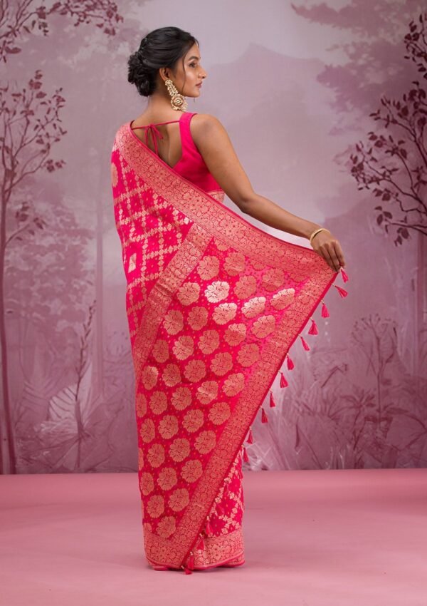 Exquisite Rani Pink Zariwork Georgette Saree for Effortless Elegance - Image 2