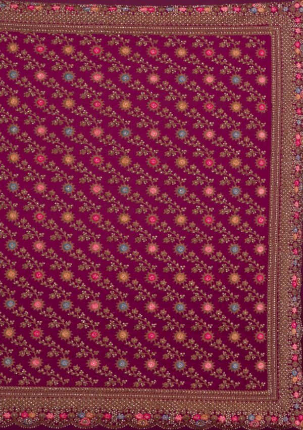 Elegant Rani Pink Net Saree with Beautiful Zari Work - Image 4