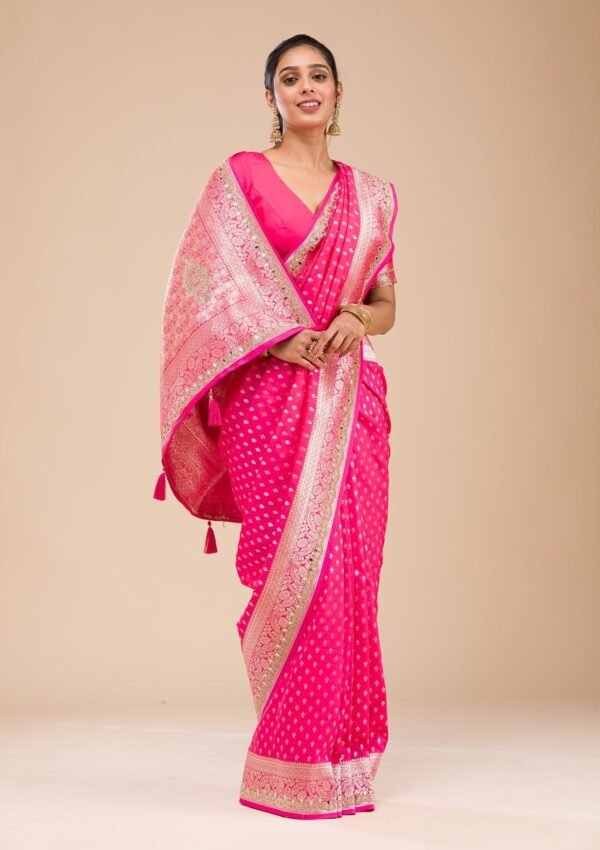 Elegant Rani Pink Soft Silk Saree with Exquisite Zari Work - Image 5