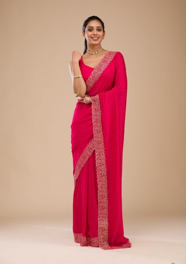 Elegant Rani Pink Soft Silk Saree with Exquisite Zariwork - Image 3