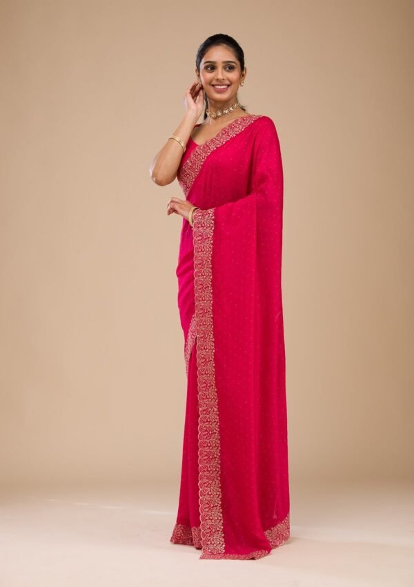 Elegant Rani Pink Soft Silk Saree with Exquisite Zariwork - Image 4