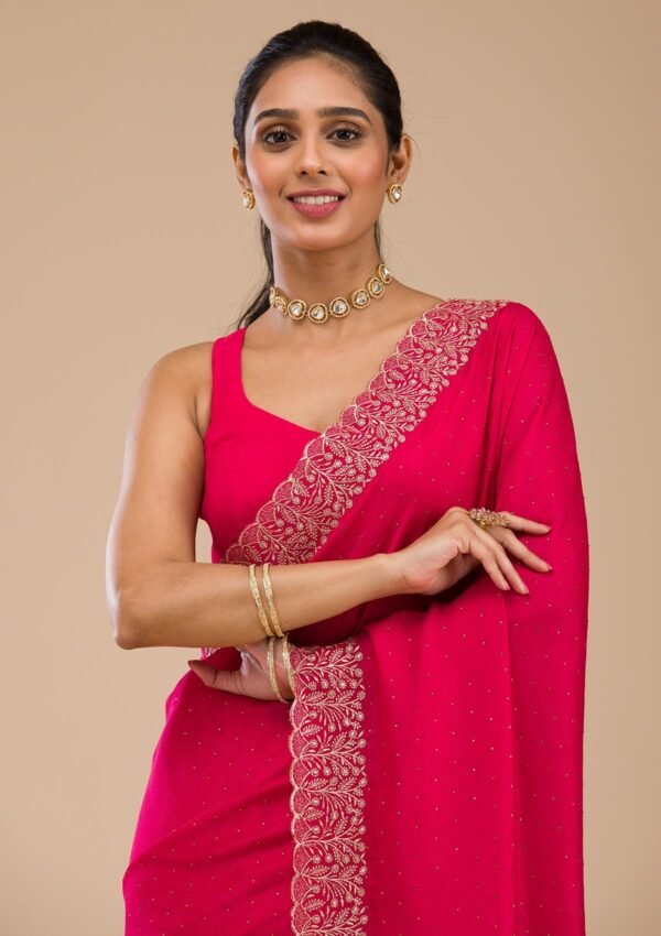 Elegant Rani Pink Soft Silk Saree with Exquisite Zariwork - Image 7