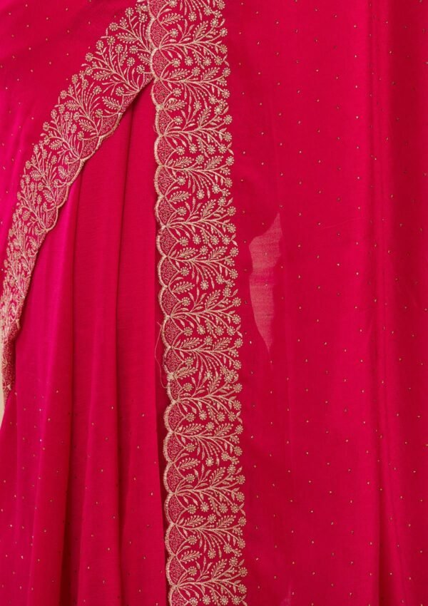 Elegant Rani Pink Soft Silk Saree with Exquisite Zariwork - Image 9