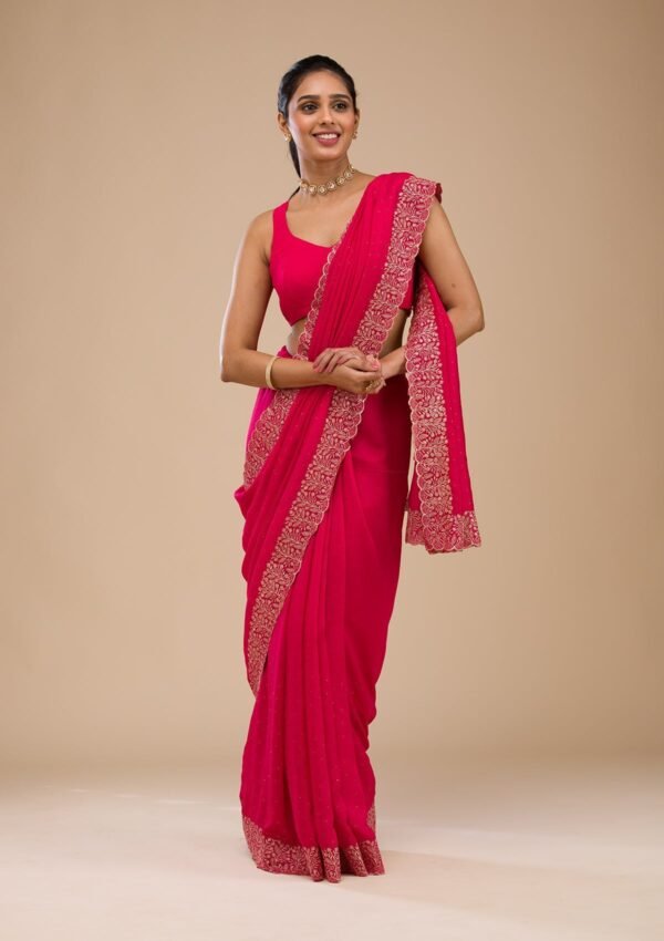 Elegant Rani Pink Soft Silk Saree with Exquisite Zariwork - Image 6