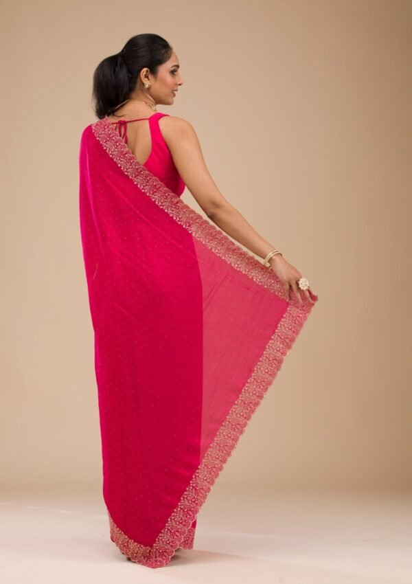Elegant Rani Pink Soft Silk Saree with Exquisite Zariwork - Image 2