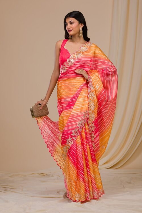 Vibrant Red Semi Crepe Saree with Stunning Prints