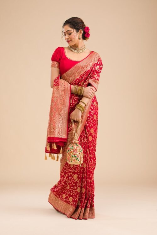 Exquisite Red Zariwork Banarasi Silk Saree for an Elegant Look