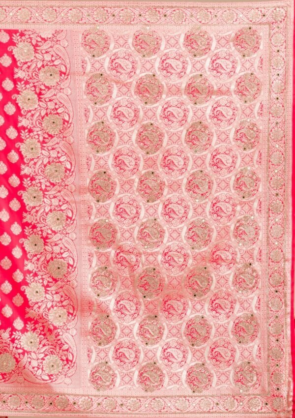 Stunning Red Zariwork Raw Silk Saree for Elegant Occasions - Image 8