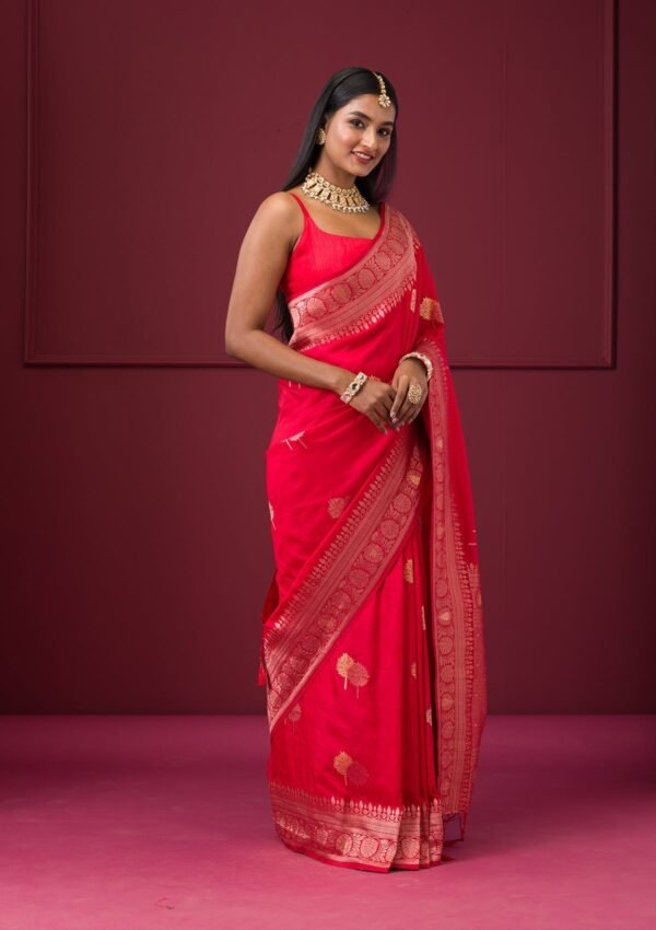 Luxurious Soft Silk Saree with Elegant Red Zariwork - Image 4