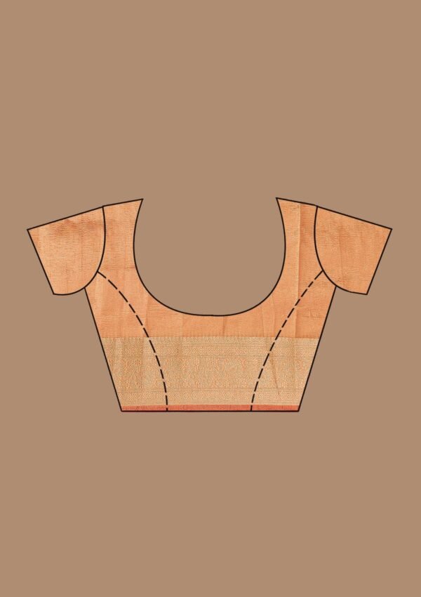 Elegant Rust Zari Embroidered Tissue Saree - Image 10